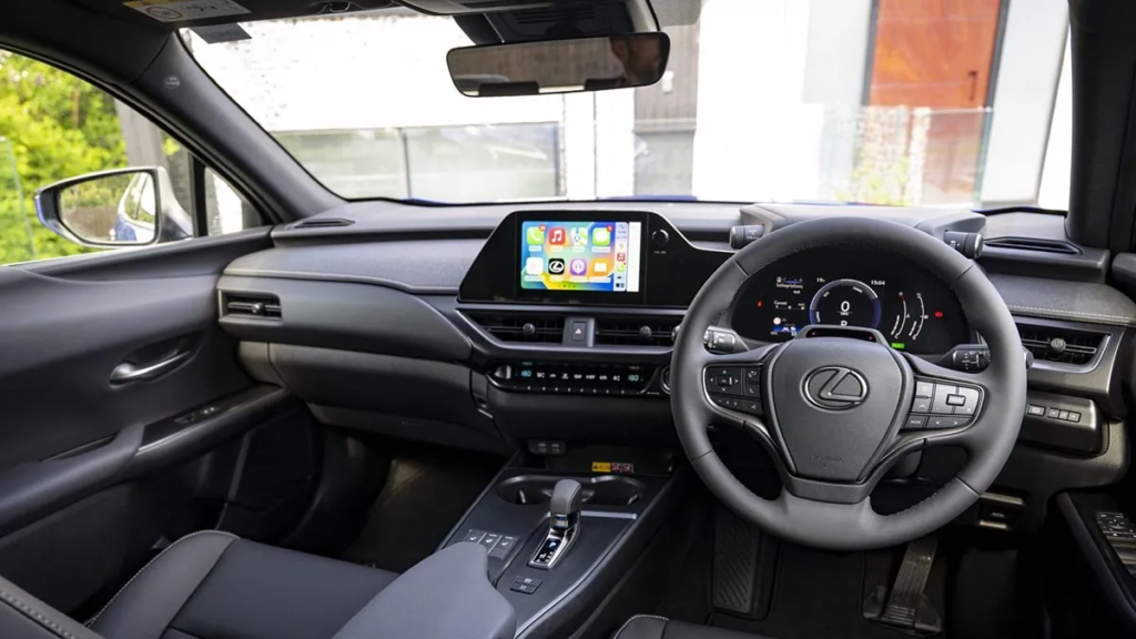 The dashboard of the 2026 Lexus UX blends tradition and technology with a modernized touchscreen, premium materials, and ergonomics designed for everyday use. © Lexus