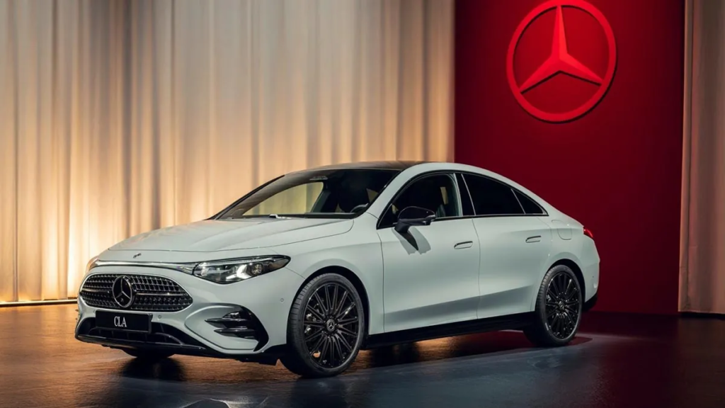 The new 2025 Mercedes CLA retains its sleek sedan-coupe design, here paired with the Chinese-made M252 engine and mild hybrid system. © Mercedes-Benz